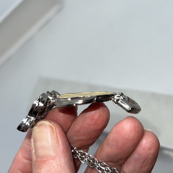 Retro Owl Pendant Necklace Silver-Tone Metal With Enamel - Picture 13 of 13